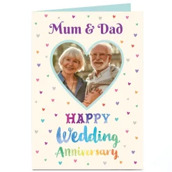 Clearance Photo Anniversary Card - Colourful Hearts Anniversary|Photo