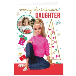 Card Factory Photo Barbie Christmas Card - Stylish Christmas, Daughter