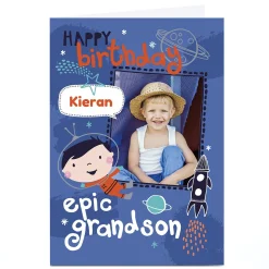 Kids Card Factory Photo Bev Hopwood Birthday Card - Epic Grandson Space