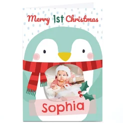 New Photo Bev Hopwood 1st Christmas Card - Cute Pastel Penguin Christmas|Photo