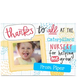 Card Factory Photo Bev Hopwood Thank You Card - Nursery Helping Me Grow