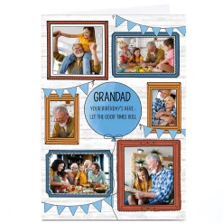 New Photo Birthday Card - 6 Illustrated Frames Grandad For Grandad|Photo