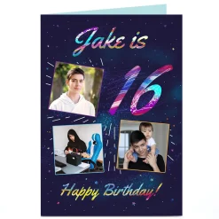 Kids Card Factory Photo Birthday Card - 3 Photos, Editable Age & Recipient
