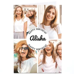 Best Photo Birthday Card - 4 Photos Any Name For Everyone|Photo