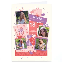 Outlet Photo Birthday Card - Sister Pink & Purple Gifts, Editable Age For Sister|18Th Birthday