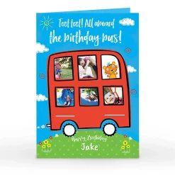 Best Photo Birthday Card - All Aboard The Birthday Bus Kids For Kids|Photo