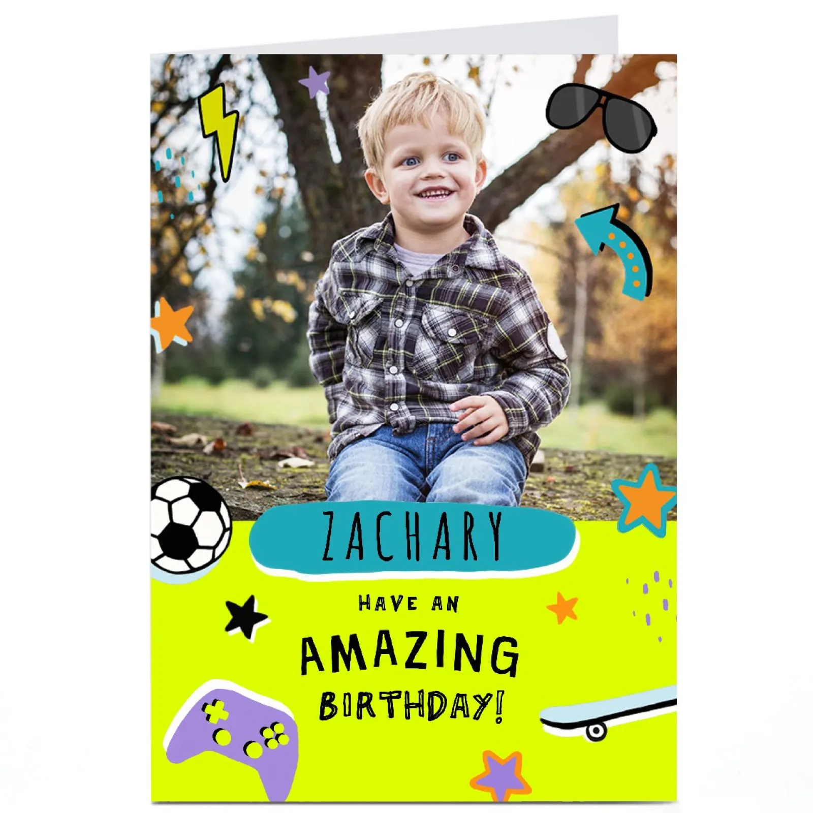 Sale Photo Birthday Card - Amazing Birthday Icons Kids For Son|For Nephew