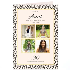 Card Factory Photo Birthday Card - Aunt More Fabulous Every Year, Editable Age