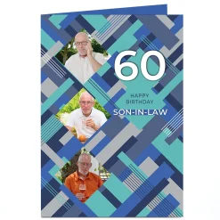 Card Factory Photo Birthday Card - Blue Diamonds, Editable Age & Recipient