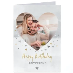 Best Photo Birthday Card - Boyfriend Watercolour Hearts BOY For Boyfriend|Photo