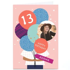 Kids Card Factory Photo Birthday Card - Bunch Of Balloons, Editable Age