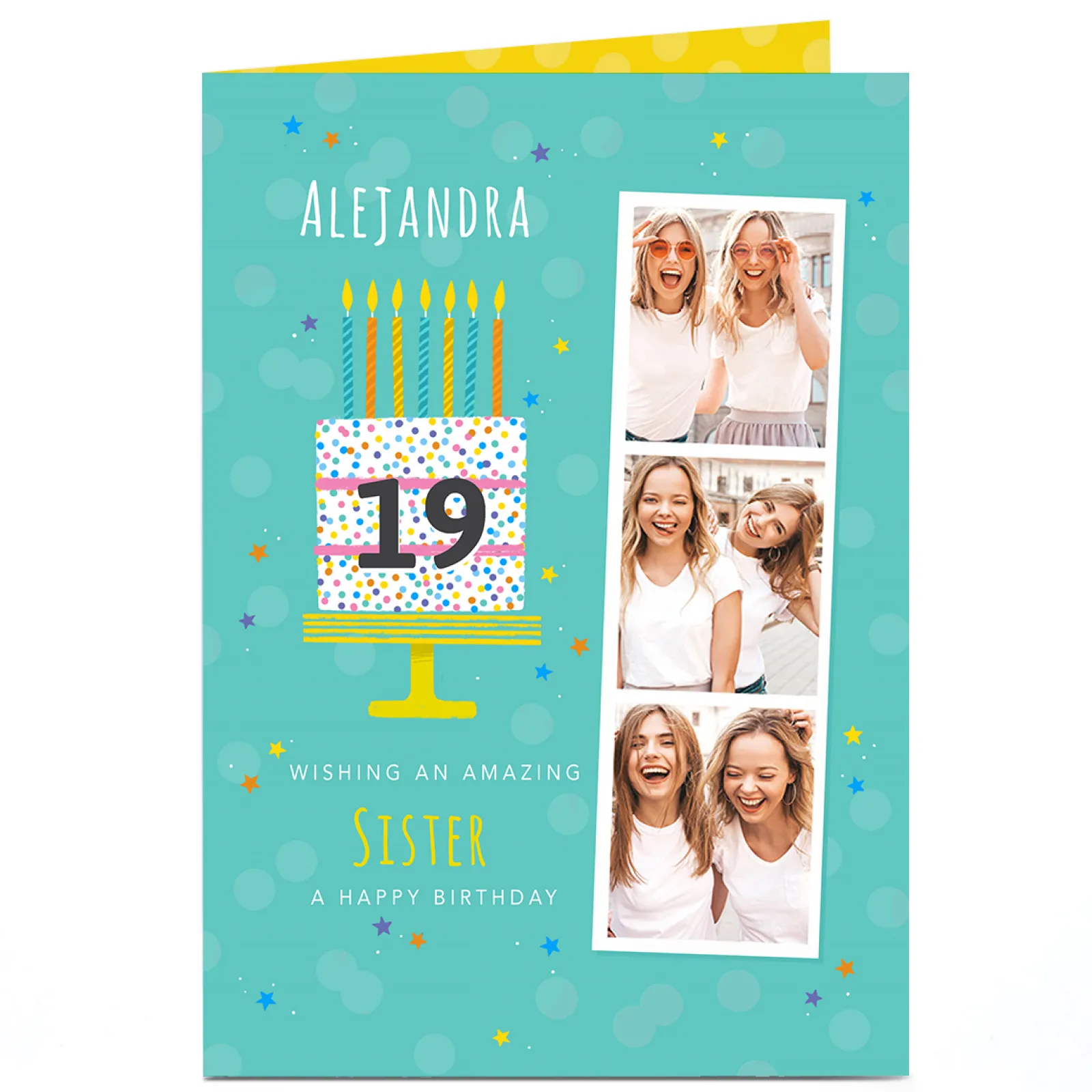 Card Factory Photo Birthday Card - Cake On A Stand Editable Age