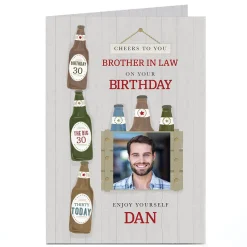 Card Factory Photo Birthday Card - Cheers To You, Enjoy Yourself, Editable Age