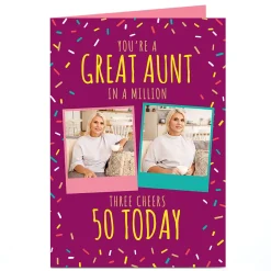 Hot Photo Birthday Card - Confetti & Relation, Editable Age For Wife|For Mum