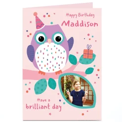 Kids Card Factory Photo Birthday Card - Cute Owl