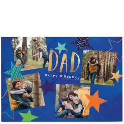 Card Factory Photo Birthday Card - Dad Blue Stars