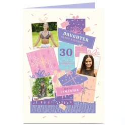 New Photo Birthday Card - Daughter Purple Gifts, Editable Age & Recipient For Wife|For Sister