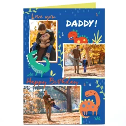 Best Photo Birthday Card - Dinosaurs, 3 Photos, Any Recipient For Dad|Dad