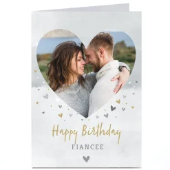 Card Factory Photo Birthday Card - Fiancee Watercolour Hearts