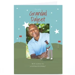 New Photo Birthday Card - Golf, Grandad For Grandad|For Dad