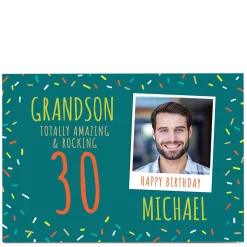 Photo Birthday Card - Grandson Polaroid, Amazing & Rocking, Editable Age BOY For Grandson|For Boyfriend