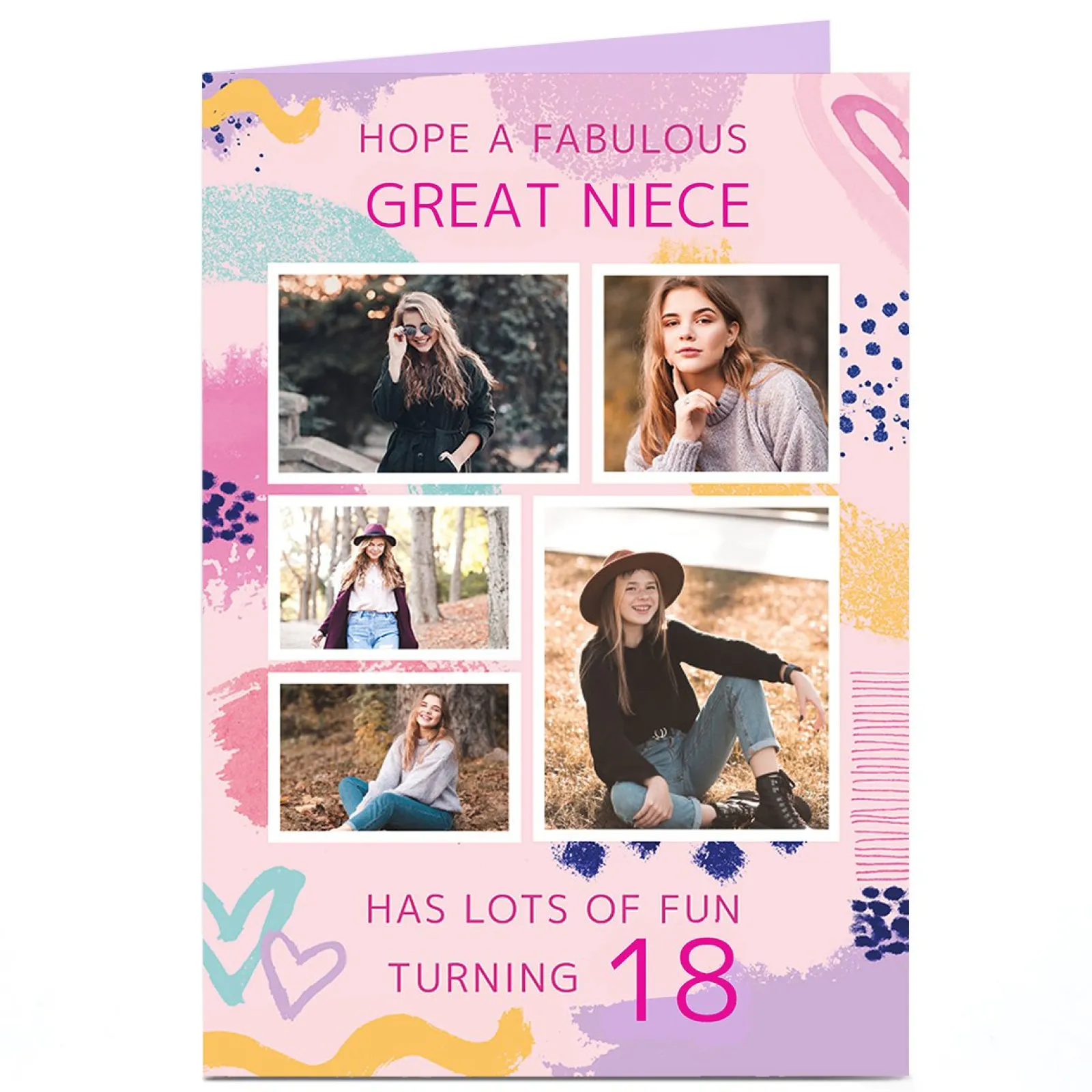 Card Factory Photo Birthday Card - Great Niece, Editable Age