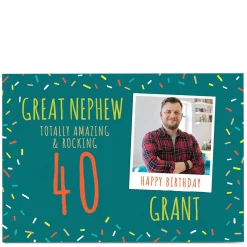 BOY Card Factory Photo Birthday Card - Great Nephew Amazing & Rocking, Editable Age