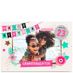 Online Photo Birthday Card - Happy Birthday Banner, Granddaughter Any Age Special Age|Editable Age
