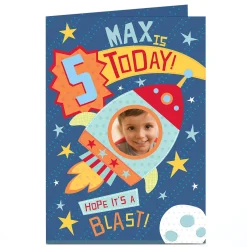 Clearance Photo Birthday Card - Hope It's A Blast, Editable Age Kids For Son|For Grandson