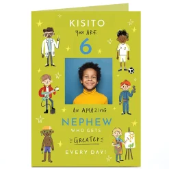 Online Photo Birthday Card - Multi Character, Editable Age Kids For Son|For Nephew