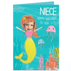 Kids Card Factory Photo Birthday Card - Niece, You're A Mermaid