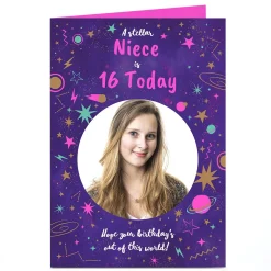 Card Factory Photo Birthday Card - Out Of This World, Editable Age