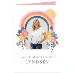Discount Photo Birthday Card - Pastel Rainbow Frame For Sister|For Niece