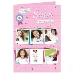 Outlet Photo Birthday Card - Pink Polaroids, Sister Kids For Sister|For Kids