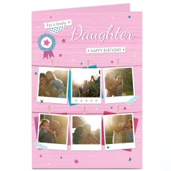Kids Card Factory Photo Birthday Card - Pink Polaroids, Daughter