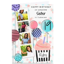 Card Factory Photo Birthday Card - Polaroid Strip Sister, Any Age