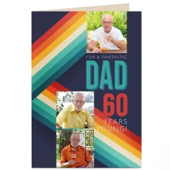 Discount Photo Birthday Card - Retro Rainbow, Editable Age For Son|For Friend