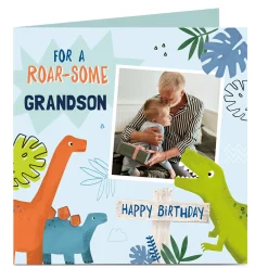 Kids Card Factory Photo Birthday Card - Roar-some Dinosaurs