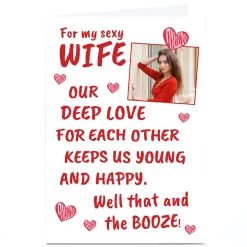 New Photo Birthday Card - Sexy Wife Love & Booze For Wife|Anniversary