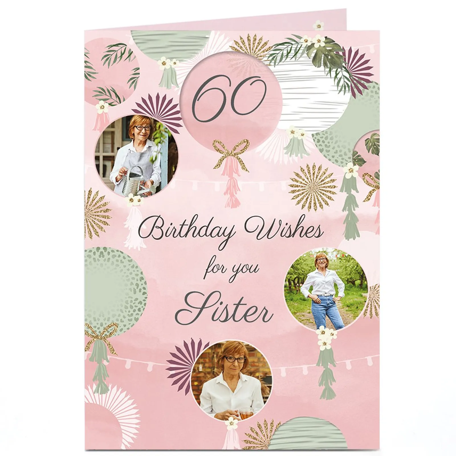Card Factory Photo Birthday Card - Sister Balloons, Editable Age