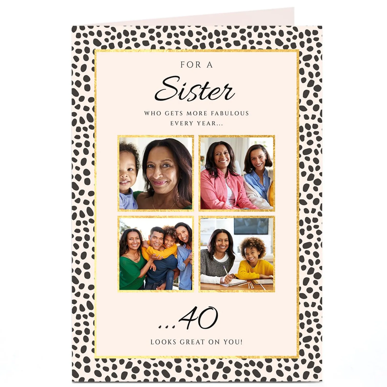 Card Factory Photo Birthday Card - Sister more Fabulous Every Year, Editable Age