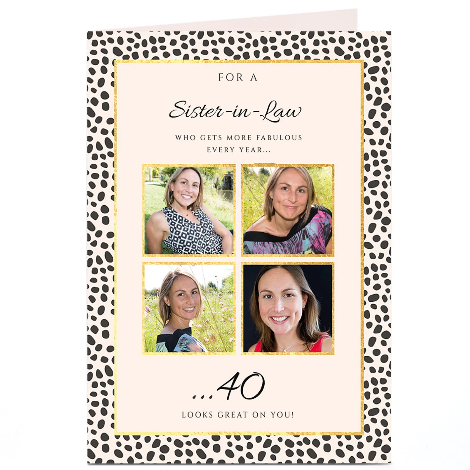 Card Factory Photo Birthday Card - Sister-in-Law Fabulous Every Year, Editable Age