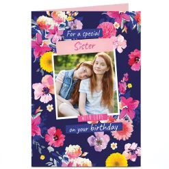 Discount Photo Birthday Card - Special Sister Floral Frame For Sister|Photo