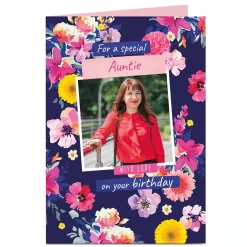 Photo Birthday Card - Special Auntie Floral Frame For Auntie|Photo