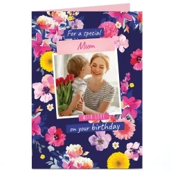 Card Factory Photo Birthday Card - Special Mum Floral Frame