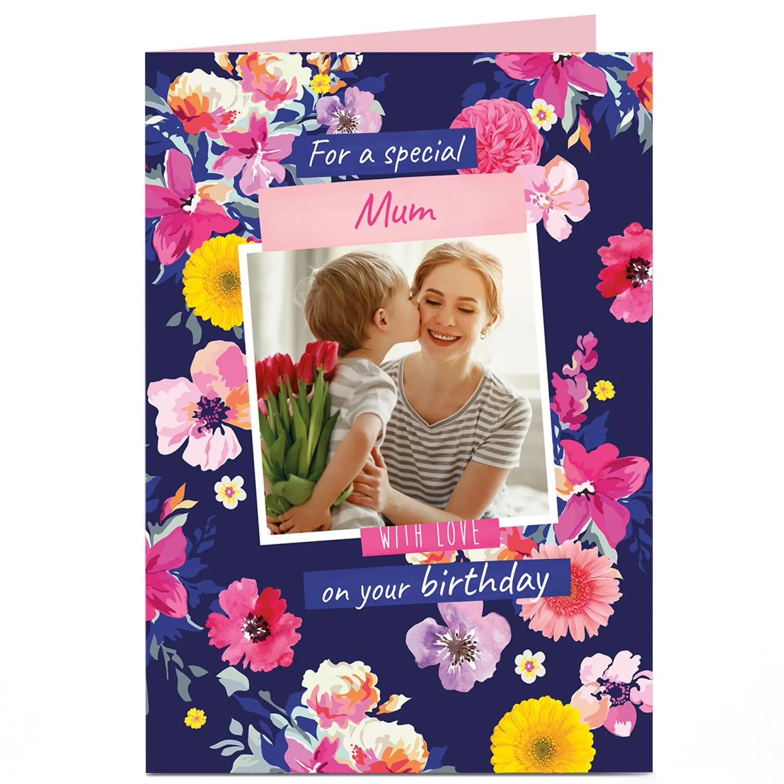 Card Factory Photo Birthday Card - Special Mum Floral Frame
