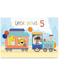 Kids Card Factory Photo Birthday Card - Train Look Who's 5