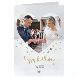 Discount Photo Birthday Card - Wife Watercolour Hearts For Wife|Photo