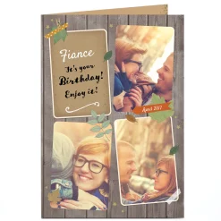 Online Photo Birthday Card - Wood Collage, Any Recipient Photo|Birthday