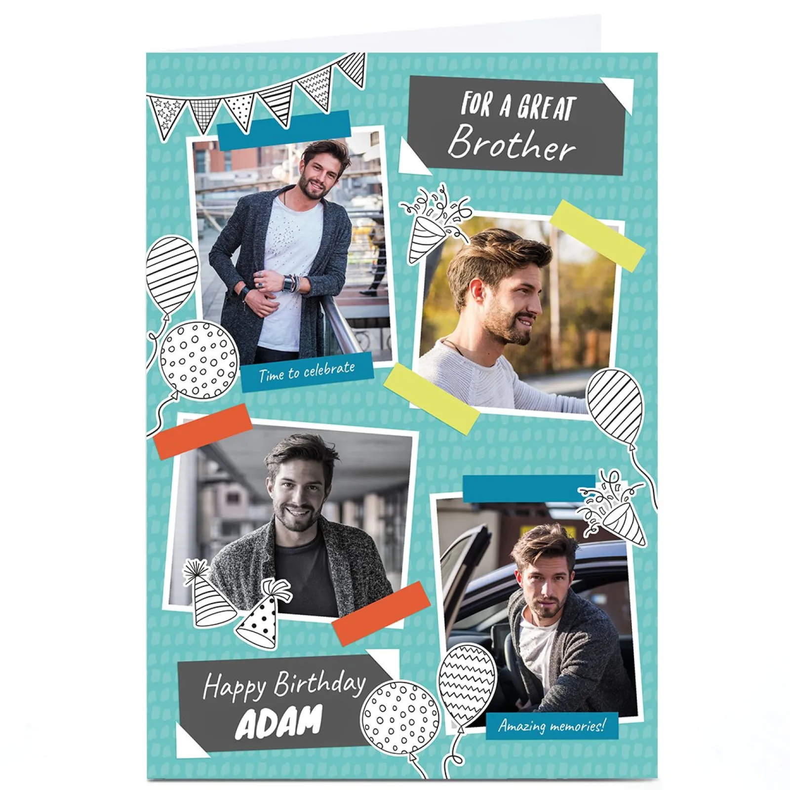 Clearance Photo Birthday Card Card - 4 Frames Brother For Brother|Photo